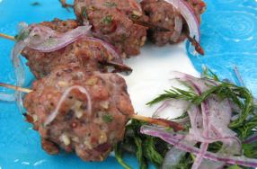 Grilled Spicy Lamb Meatballs w/ Yogurt Dressing