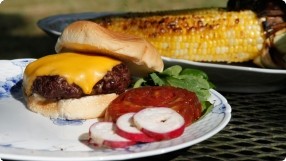 Venison Caribbean Burgers w/ Grilled Corn